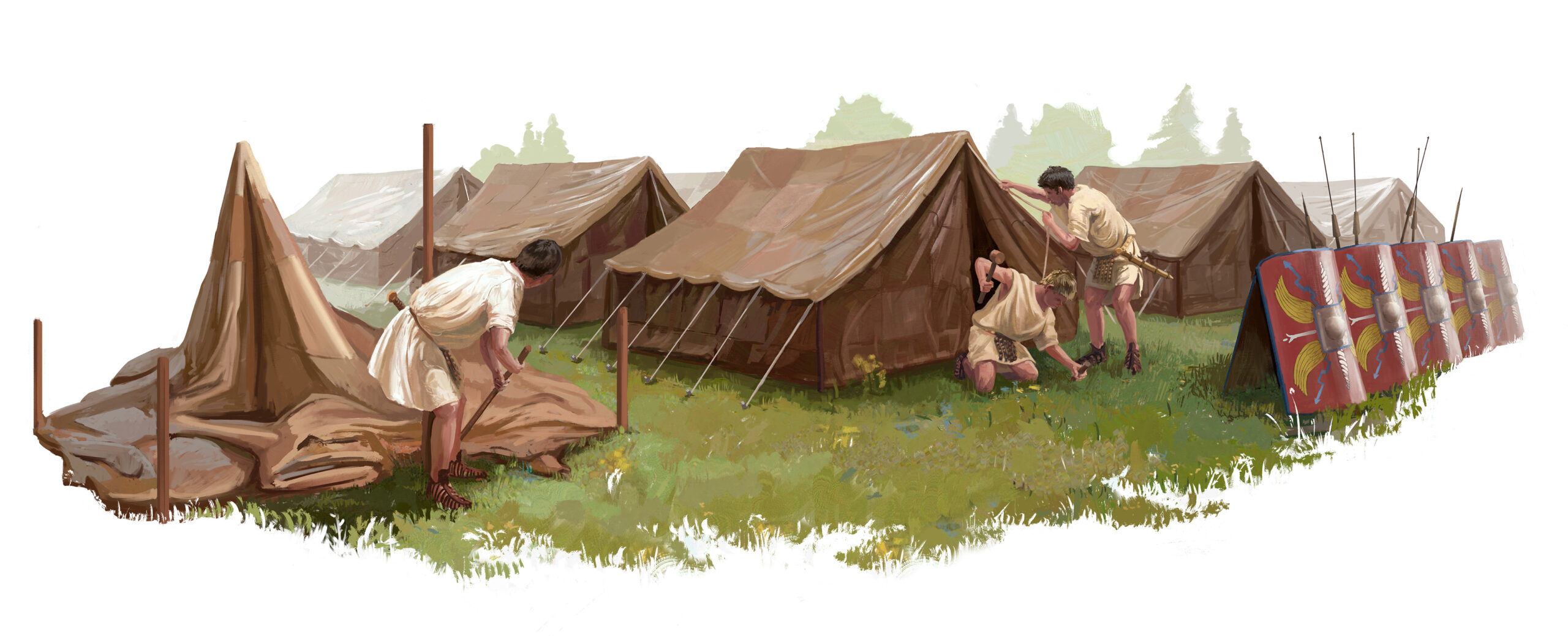 Illustration Luzern Zeichnung Charackter Menschen Römer Darstellung Anleitung Zeltaufbau